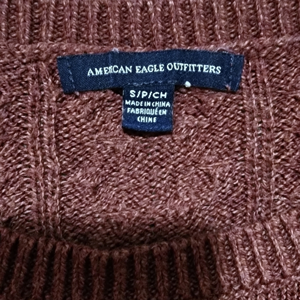American Eagle Crew Neck Cable Knit Zip Side Sweater - Small - Picture 7 of 8